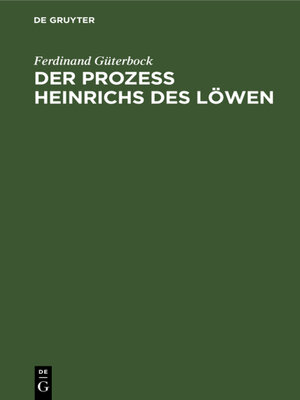 cover image of Der Prozeß Heinrichs des Löwen